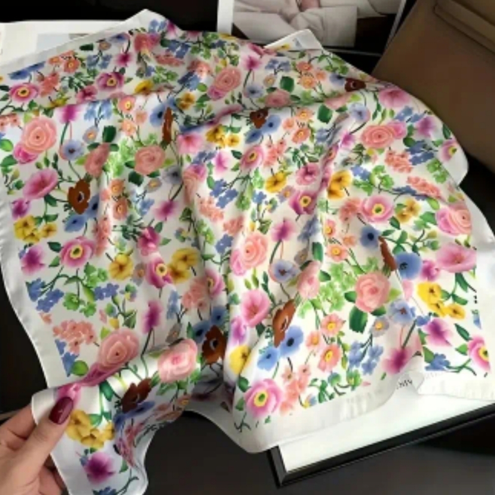 Floral Scarf Loaded With Garden FLOWERS
